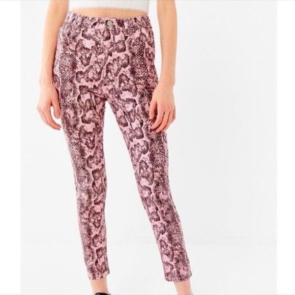 NWT BDG Urban Outfitters Pink Snakeskin Print High-Rise Skinny Jeans - Picture 2 of 10